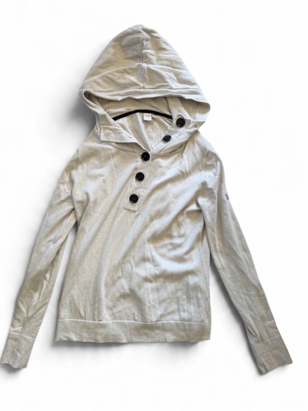 twik Hooded Henley Pullover in Cream Size M/L
